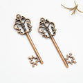 Filigree Flower Key Metal Charm in 4 Finishes for Jewelry Crafts view 3