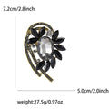 Fan Shaped Glass Crystal Brooch with Layered Leaf Accents view 8