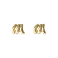 Gold Triple Band Smooth Mini Huggie Stud Earrings Pair view 5