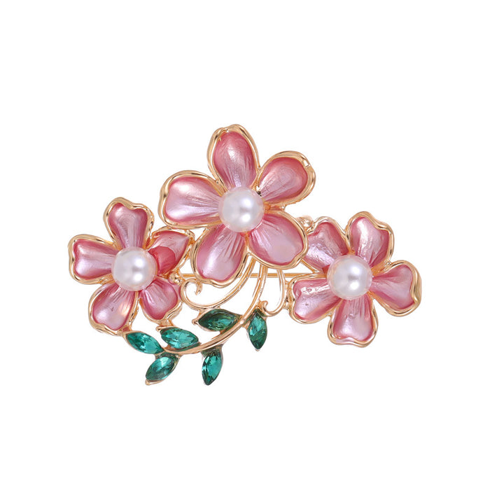 Red Gold Tone Flower Two Designs Metal Brooch Pin 4.6 x 3.2 cm