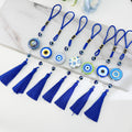 Blue Evil Eye Tassel Hanging Charm With Glass Eye Bead view 2