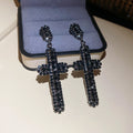 Crystal Cross Drop Stud Earrings In Five Colorways view 7
