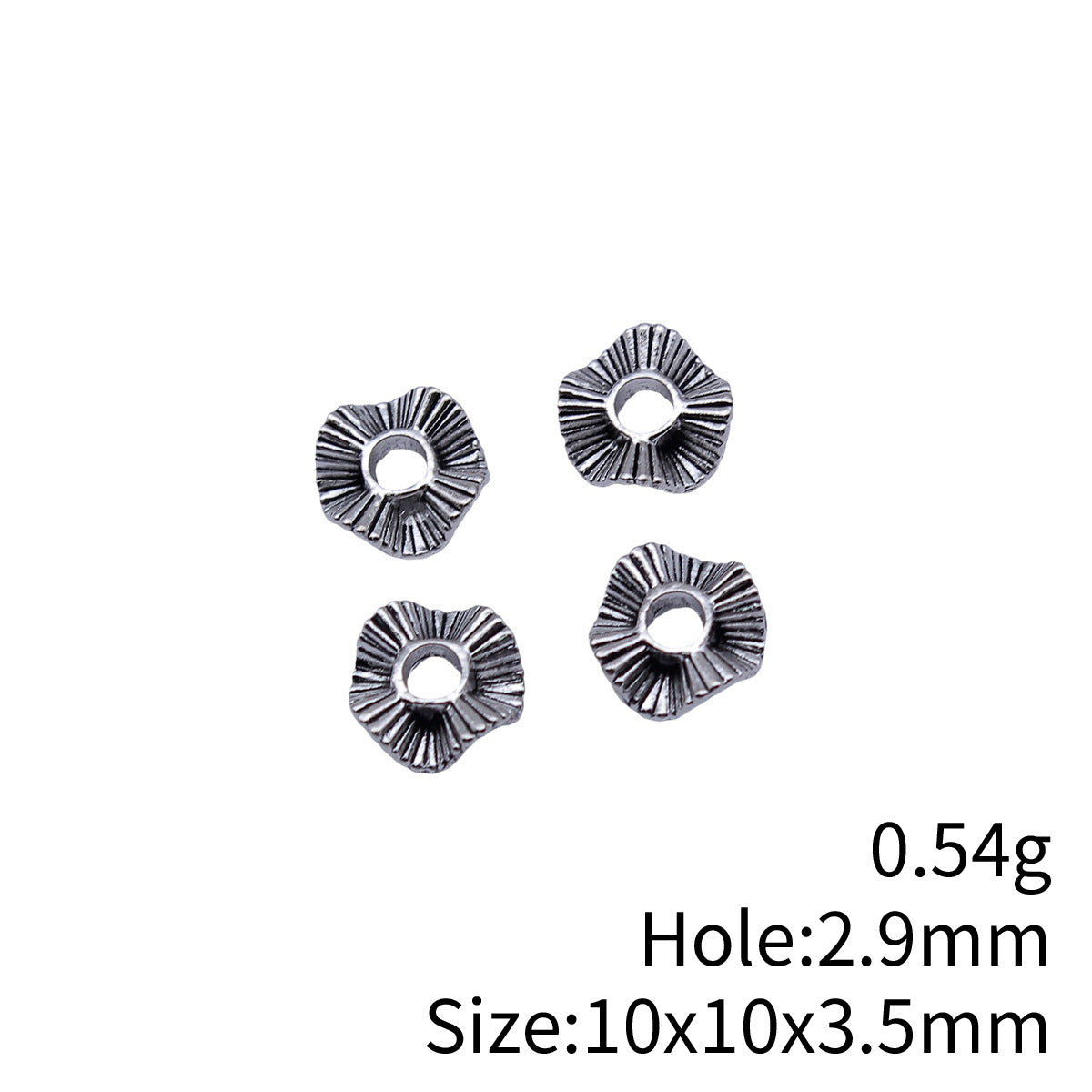 10x10x3.5mm 0.54g Antique Silver Zinc Alloy Wrinkled Round Small Hole Spacer Beads for DIY Jewelry Making