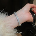 Silver Tone Double Row Clear Square Crystal Half Hinged Bangle view 3