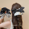 Cream Polka Dot Scrunchie with Black Bandana Bow Tie view 4