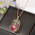 Silver Tone Resin Pressed Flower Face Pendant Necklaces in Three Colors view 3