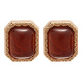 Amber Red Rectangular Framed Stud Earrings Jewelry Accessory view 5