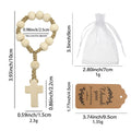 Natural Wood Bead Decade Rosary Cross Finger Prayer Loop view 2