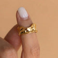 Irregular Wrinkled Texture Open Ring Gold Or Steel view 2