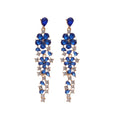 Green Crystal Floral Long Drop Stud Earrings Fashion Jewelry for Women view 5