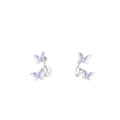 Lavender Butterfly and Silver Branch Open Hoop Earrings view 5