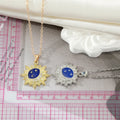 Gold and Silver Tone Blue Enamel Celestial Burst Necklaces view 5
