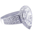Pear Shaped White Stone Ring with Halo and Pavé Band view 4