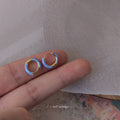 Light Blue Enamel Gold-Tone Mini Huggie Hoop Earrings view 4