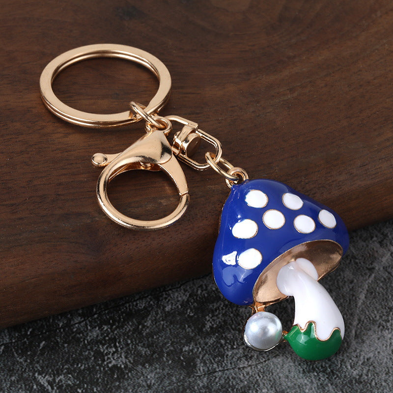 Colorful Mushroom Enamel Keychain Small Metal Bag Charm and Gift