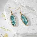 Oval Gold Dense Dried Flower Resin Earrings Five Colors view 2