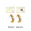 Gold Tone Multicolor Stone Chunky Huggie Hoop Earrings For Women view 3