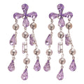 Purple Bow Crystal Waterfall Stud Earrings With Decorative Metal Accents view 5