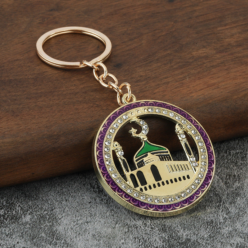 Gold Tone House Rhinestone Keychain Bag Charm Gift