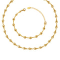 U-Link Hook Chain Necklace And Bracelet Set Gold Steel view 5
