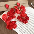 Red Fabric Flower Cluster Statement Drop Earrings Fashion Jewelry view 4