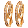 Crystal Double Row Huggie Earrings in Silver Tone Finish view 5