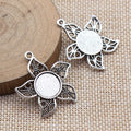 Leaf Frame Round Pendant Setting 12mm in Two Finishes view 2