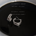 Silver Double-Band Open C-Shape Hoop Earrings Pair view 3
