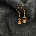 Gold Tone Birdcage Dangle Hook Earrings Clear Crystal view 4