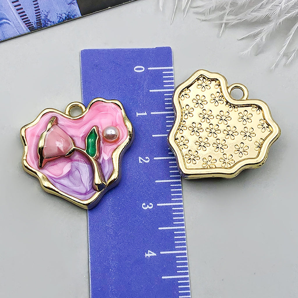 Vintage Enamel Zinc Alloy French Flower Charm Pendant for DIY Earrings Necklace Jewelry