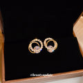 Gold Tone Crystal Open Circle Stud Earrings Jewelry view 4