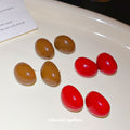 Oval Stud Earrings and Clip Ons in Red and Brown Jewelry Accessory view 4