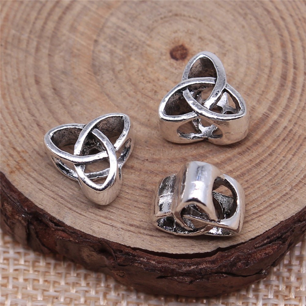 11x11x7mm 1.57g Antique Silver Zinc Alloy Celtic Symbol Large Hole Celtic Knot Beads for DIY Bracelet Jewelry Making