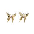Gold and Silver Tone Crystal Butterfly Stud Earrings view 5