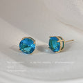 Large Aqua Blue Round Crystal Stud Earrings Two Finishes view 6