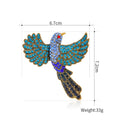 Aqua Gold Tone Hummingbird Crystal Metal Brooch Pin view 2