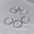 Silver Frosted Texture Hoop Earrings Round Huggie Style Pair view 3