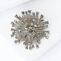 Silver Tone Starburst Brooch with Radiating Clear Crystals view 3