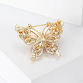 Gold Tone Butterfly Brooch With Faceted Colored Wings Outlined With Clear Crystals view 4