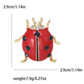Red Enamel Ladybug Brooch with Polished Metal and Decorative Accents view 5