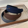Padded Fabric Wide Ribbed Headband Deep Coffee Brown view 2