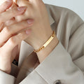 Cuban Chain ID Bar Plate Necklace Bracelet Gold Steel Tone view 9