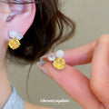 Pearl And Crystal Stud Earrings In Three Flower Colors view 4