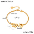 Gold Stainless Steel LOVE Letter Heart Bracelet Snake Chain view 6