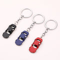 Metal Car Keychain with Split Ring in Blue, Black and Red view 1