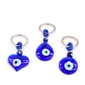 Silver Tone Blue Glass Evil Eye Clip Keychains in Five Shapes view 5