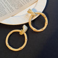 Brown and Cream Bamboo Look Round Statement Stud Earrings view 7