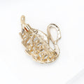 Hollow Rhinestone Swan Brooch In Gold And Silver Tone view 4