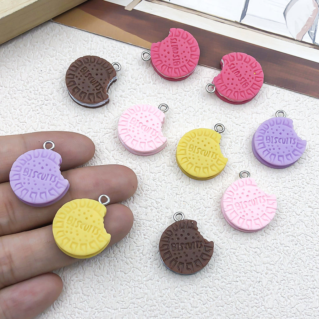 Resin Simulation Oreo Cookie Charm Pendant for DIY Necklace Bracelet Keychain