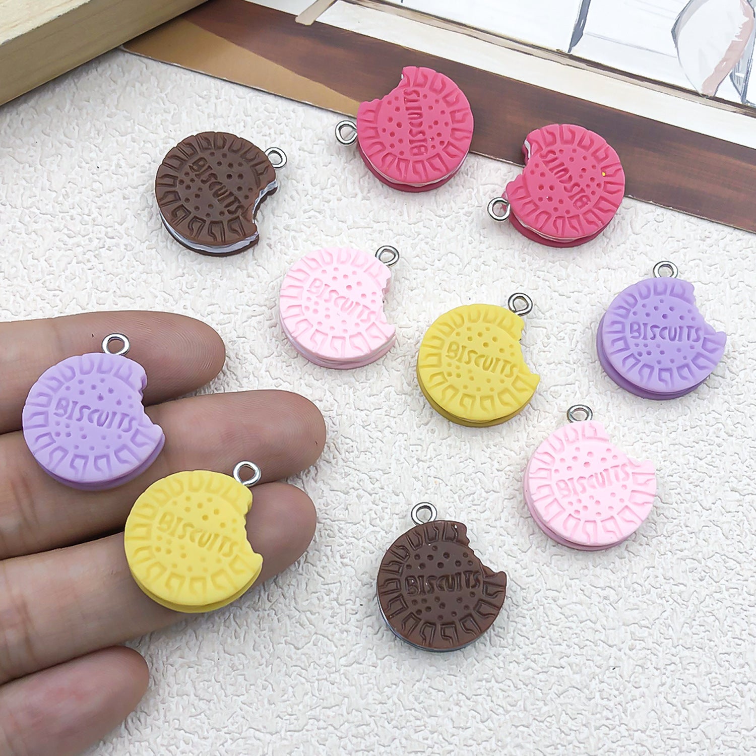 Resin Simulation Oreo Cookie Charm Pendant for DIY Necklace Bracelet Keychain